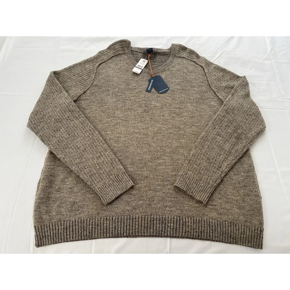 Tommy Bahama Gran Rey Reversible V-Neck Beige Crewneck Sweater Cotton Wool‎ XXL